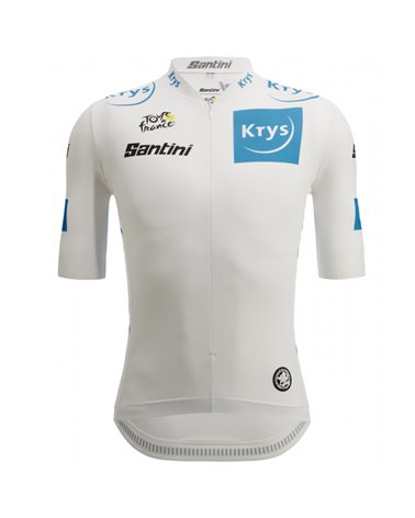 Santini Tour de France Best Young Rider Official Men's Short Sleeve Jersey, White