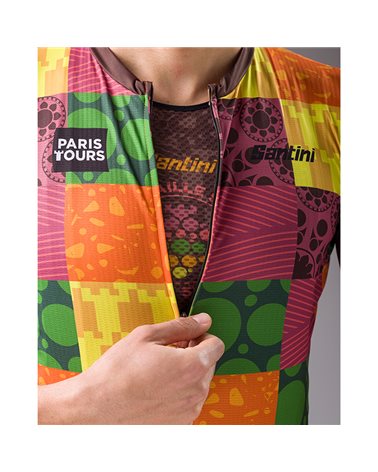 Santini Paris Tours Vigne Tour de France Official Men's Short Sleeve Jersey