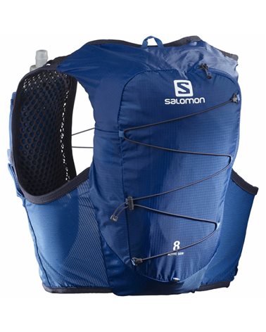 Salomon Active Skin 8 Hydration Running Vest, Nautical Blue/Mood Indigo (2 500 ml Soft Flask Included)