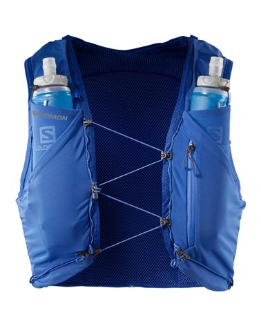 Salomon ADV Skin 5 Set Hydration Running Pack/Vest, Nutical Blue/Ebony/White (2 500 ml Soft Flask Included)