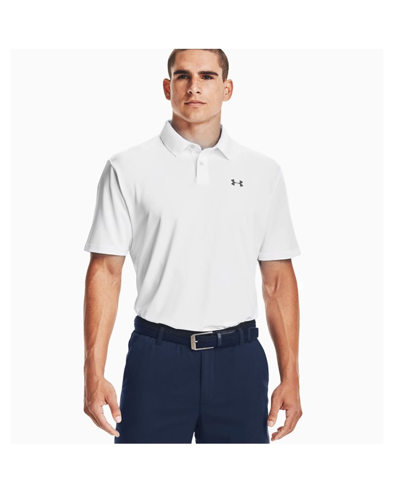 Under Armour Performance 2.0 Men's Short Sleeve Polo Shirt, White/Pitch Gray