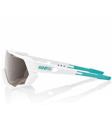 100% Occhiali SpeedTrap Team BORA White - HiPER Silver Mirror + Lente Clear