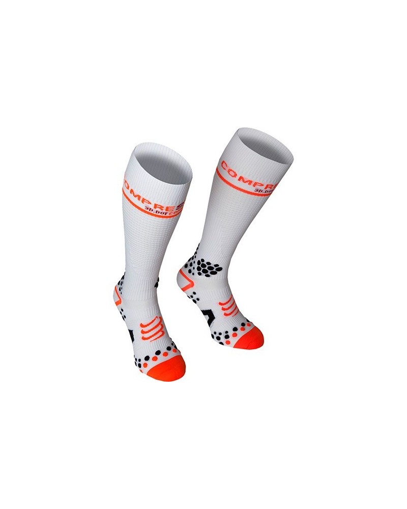Compressport 3D Dots Socks Full Socks V2 Calze Compressione Media, White