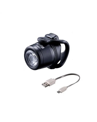 Infini Luce Anteriore Mini Luxo in Alluminio, Un Led a Luce Bianca, Attacco USB Nero