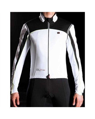 Bi-Bike DNA Classic Giacca Impermeabile Antivento Ciclismo, Bianco/Nero