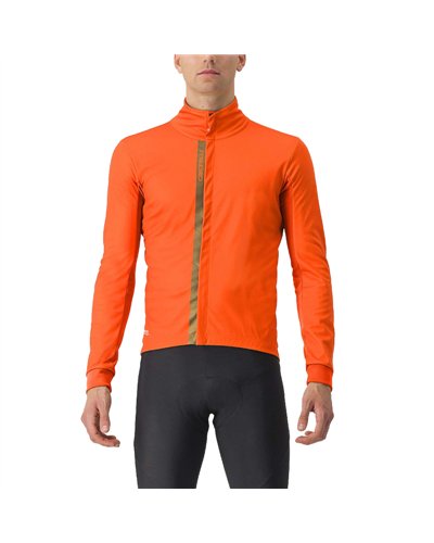 Castelli Entrata GTX Gore-Tex Windstopper X-Mid Men's Cycling Jacket, Red Orange/Metal Brown