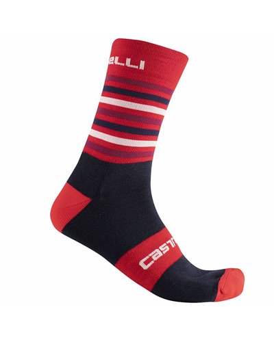 Castelli Gregge 15 Merino Whool Cycling Socks, Red/Savile Blue