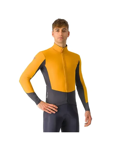 Castelli Perfetto Air Ristretto Men's Cycling Jacket, Vivid Orange/Dark Grey