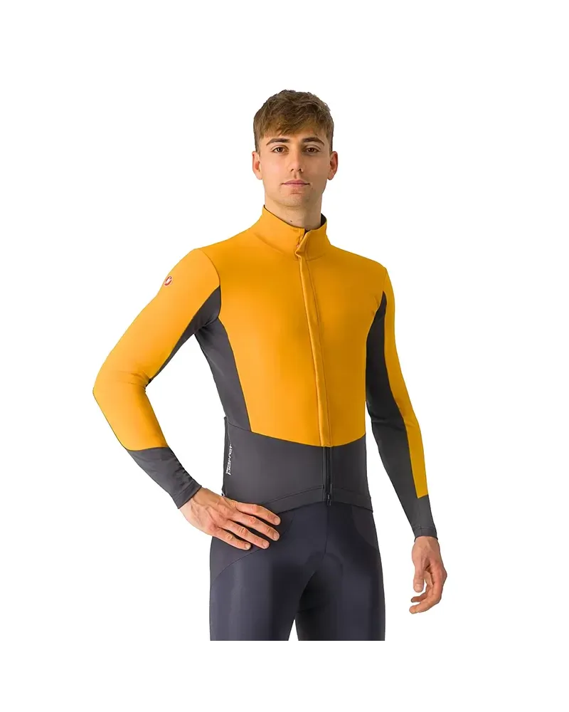 Castelli Perfetto Air Ristretto Giacca Termica Antivento Uomo, Vivid Orange/Dark Grey