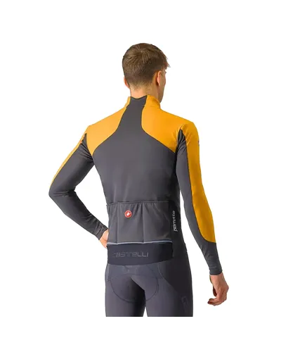 Castelli Perfetto Air Ristretto Giacca Termica Antivento Uomo, Vivid Orange/Dark Grey
