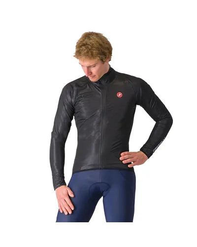 Castelli Squall Shell Waterproof/Windproof Men's Cycling Packable Jacket, Light Black/Silver Gray