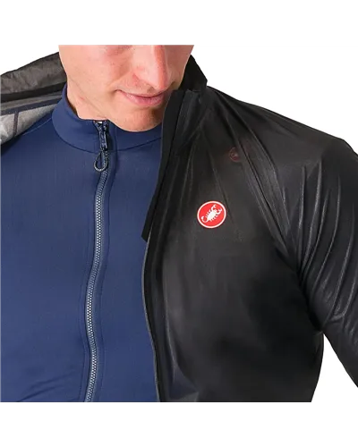 Castelli Squall Shell Waterproof/Windproof Men's Cycling Packable Jacket, Light Black/Silver Gray