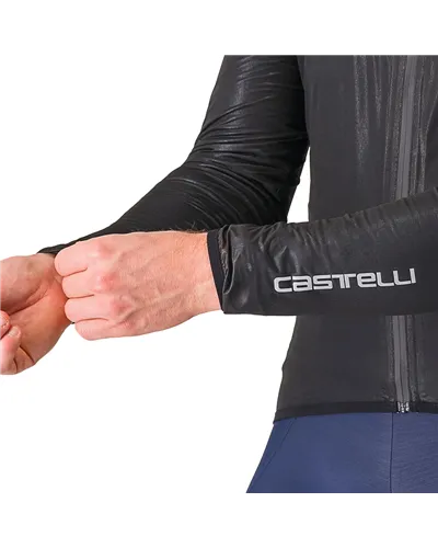 Castelli Squall Shell Waterproof/Windproof Men's Cycling Packable Jacket, Light Black/Silver Gray