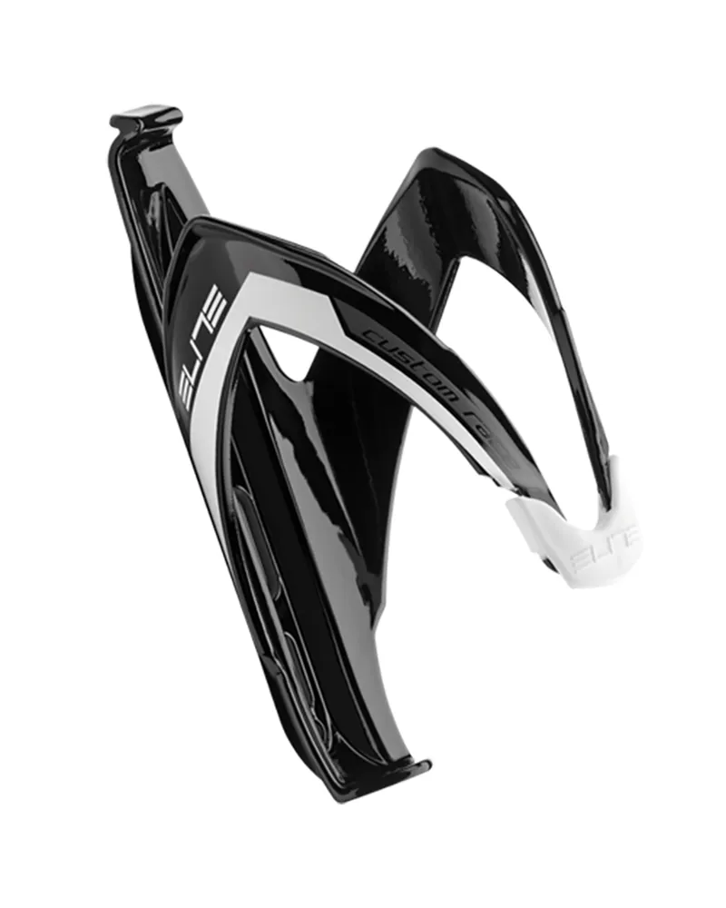 Elite Bottle Cage Custom Race, Black/White Logo (Glossy)