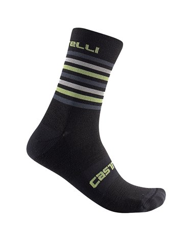 Castelli Gregge 15 Merino Whool Cycling Socks, Black/Dark Gray