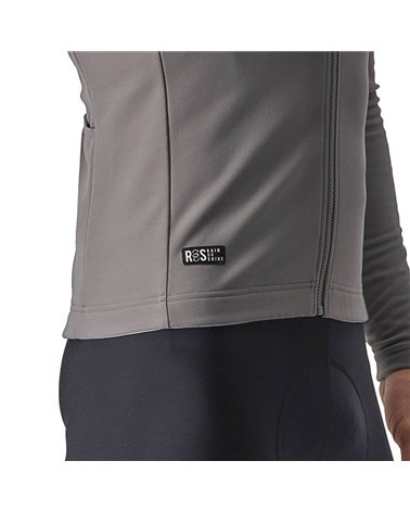 Castelli Tutto Nano RoS Flex 3G Men's Long Sleeve Cycling Jersey Full Zip, Nickel Gray