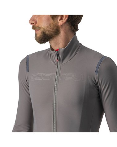Castelli Tutto Nano RoS Flex 3G Men's Long Sleeve Cycling Jersey Full Zip, Nickel Gray