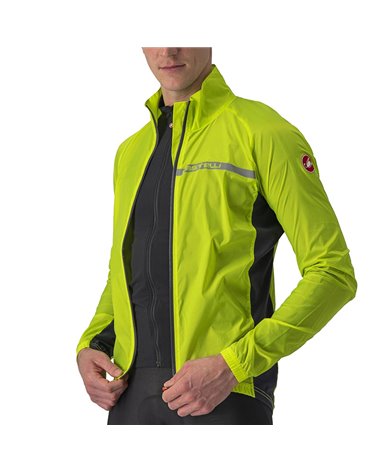 Castelli Squadra Stretch Windproof Men's Packable Cycling Jacket, Electric Lime/Dark Gray