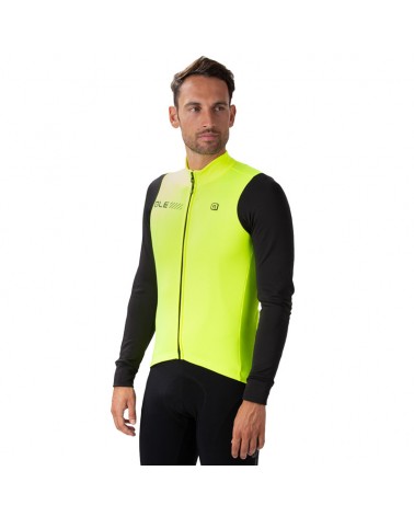 Alè Solid Fondo 2.0 Men's Long Sleeve Cycling Jersey, Fluo Yellow