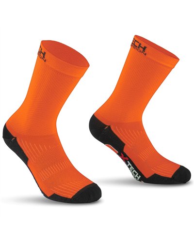 XTech Professional Carbon Calze Multisport, Arancio Fluo