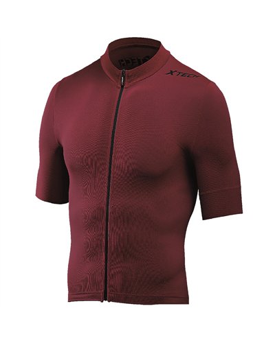 XTech Essential Men's Cycling Full Zip Short Sleeve Jersey, Bordeaux
