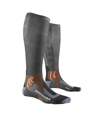 X-Bionic X-Socks Marathon Helix Retina 4.0 Calze Running, Stone Grey Melange/X-Orange