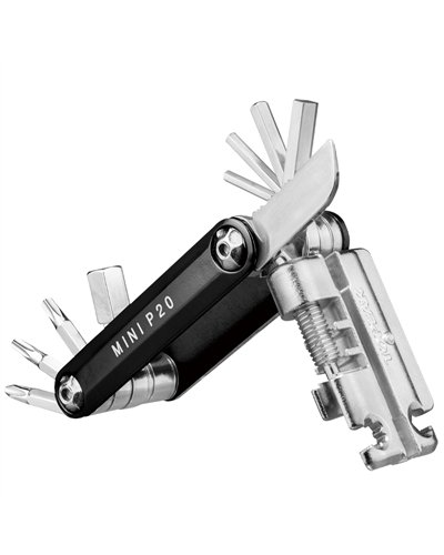 Topeak Mini P20 Multitool Bici 20 Funzioni, Nero (con Custodia)