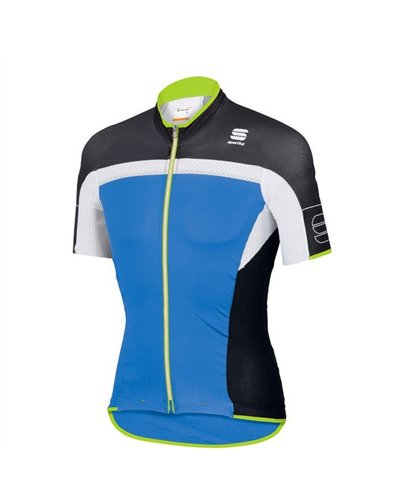 Sportful Maglia Manica Corta Pordoi Jersey, Electric Blue/Black/White/Yellow Fluo