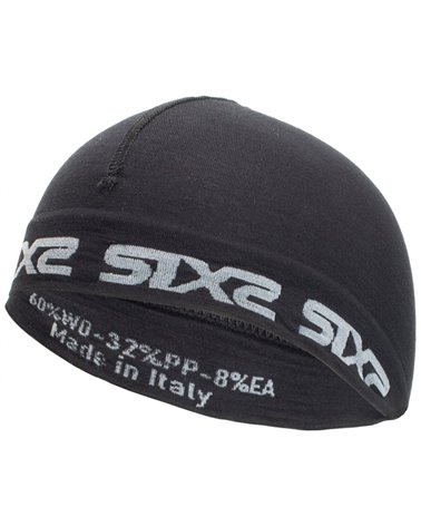 Sixs Merino Wool Cycling Skull Cap, Black