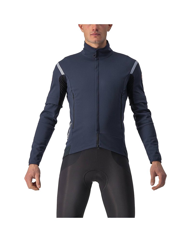 Castelli Perfetto RoS 2 Convertible GTX Gore-Tex Windstopper Men's Cycling Jacket, Savile Blue/Silver Gray