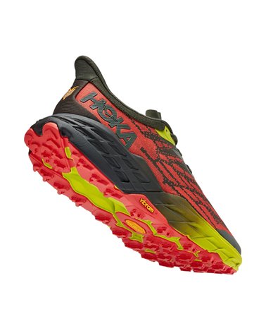 Hoka One One Speedgoat 5 Men's Trail Running Shoes, Thyme/Fiesta