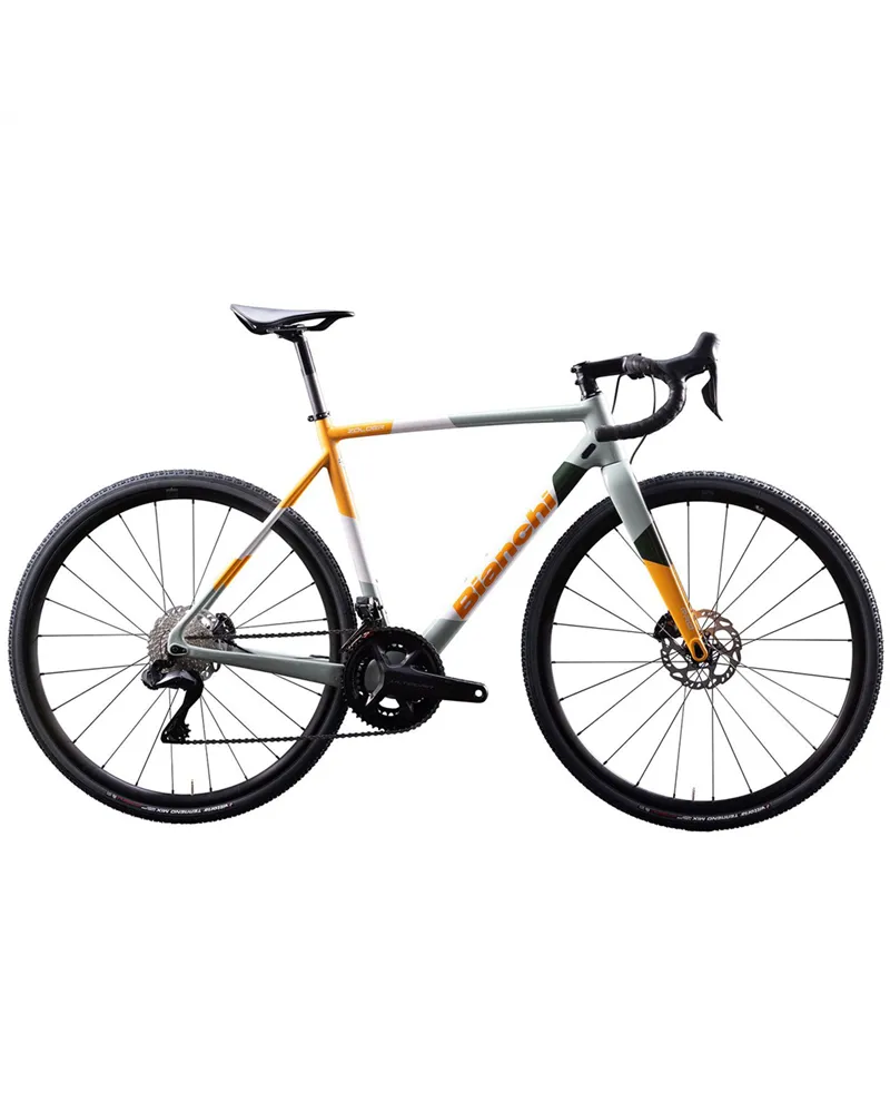 Bianchi Zolder Pro Shimano GRX 12sp, YE Tangerine Orange/White-Desert Green Matt MY25