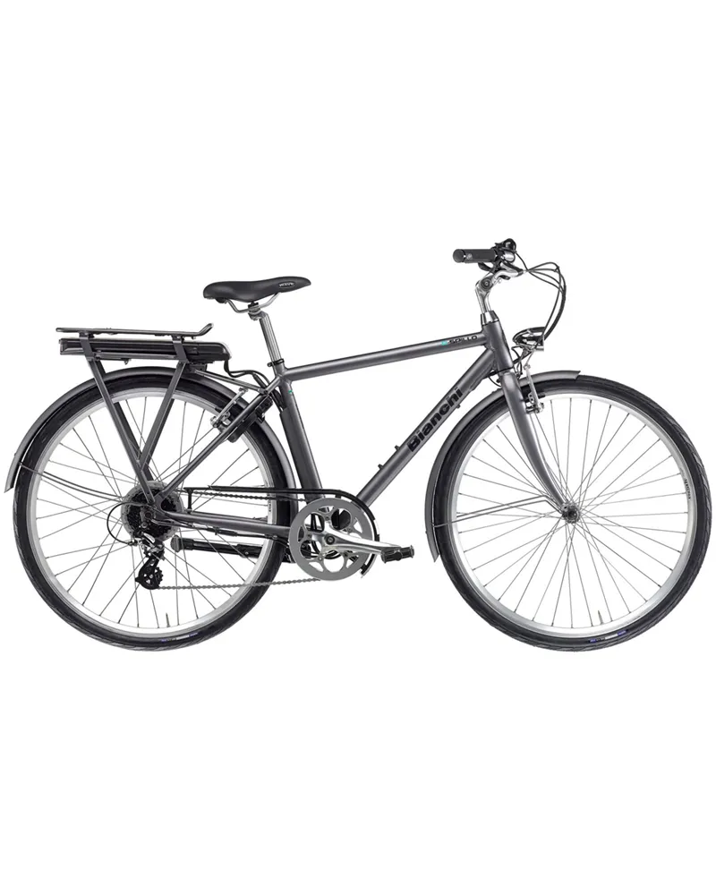 Bianchi e-Spillo Classic Gent VB Shimano Altus 8v - Egoing 418Wh, ST Gun Metal/Black Full Matt MY23