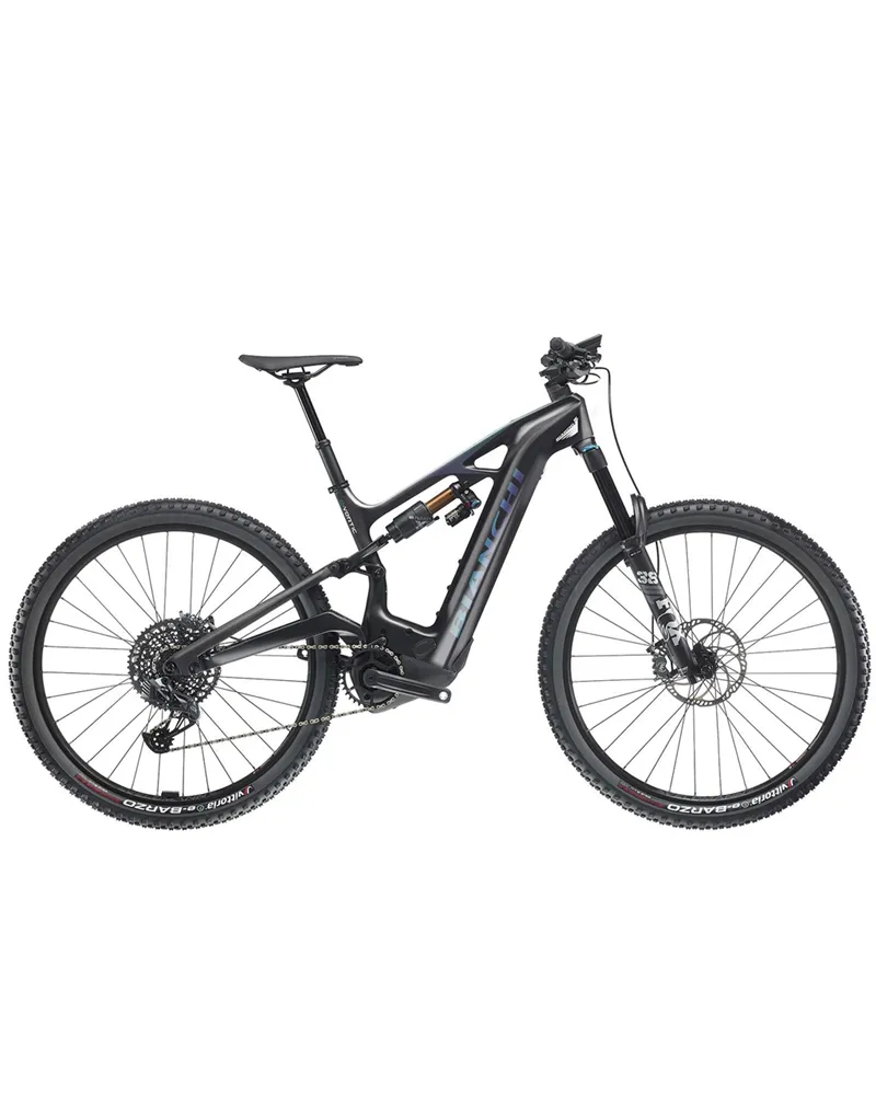 Bianchi e-Vertic FX-Type Pro Sram SX Eagle 12sp - Bosch CX 750Wh, E3 Graphite/Green-Blue Glossy MY23