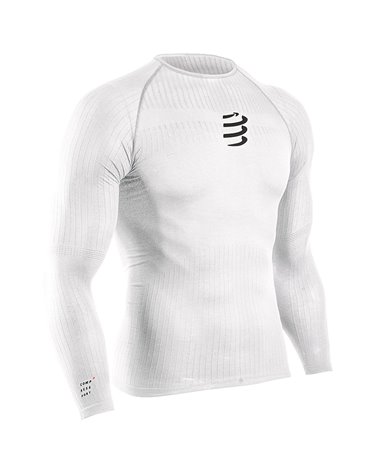 Compressport 3D Thermo 50G LS T-Shirt Maglia Baselayer Maniche Lunghe Uomo, Bianco