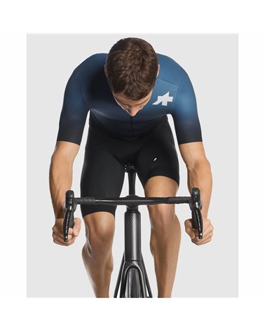 Assos Equipe RS S9 Targa Men's Short Sleeve Full Zip Cycling Jersey, Stone Blue