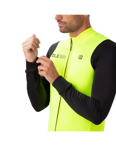 Alè Solid Fondo 2.0 Men's Long Sleeve Cycling Jersey, Fluo Yellow