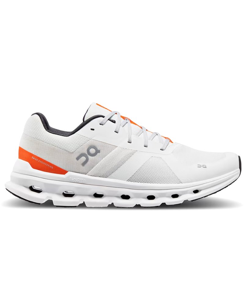 On Cloudrunner Men's Running Shoes, Undyed-White/Flame