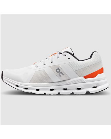 On Cloudrunner Men's Running Shoes, Undyed-White/Flame