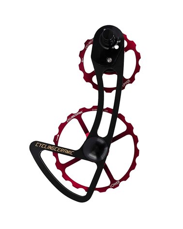 CyclingCeramic Rear Derailleur Cage Oversized Pulley Wheel Systems Shimano 12sp Dura-Ace/Ultegra, Red