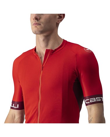 Castelli Entrata VI Men's Short Sleeve Cycling Jersey, Red/Bordeaux/Ivory