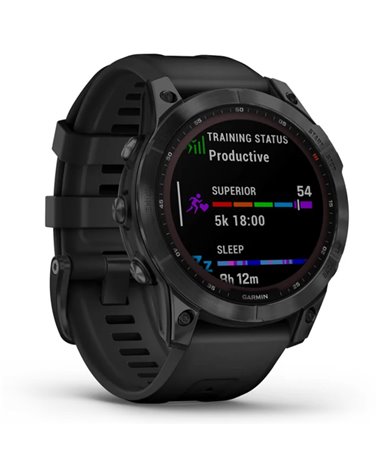Garmin Fenix 7 Sapphire Solar Case 47mm GPS Watch Wrist-Based HR, Titanium Black DLC/Black