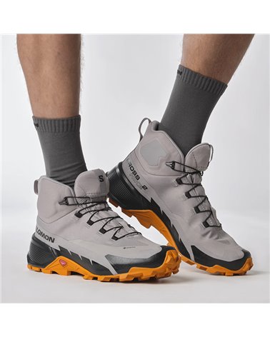 Salomon Cross Hike 2 Mid GTX Gore-Tex Men's Trekking Boots, Gull/Marmalade/Black