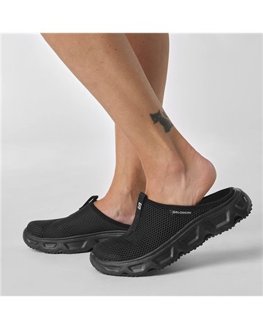 Salomon Reelax Slide 6.0 Women's Recovery Shoes, Black/Black/Alloy
