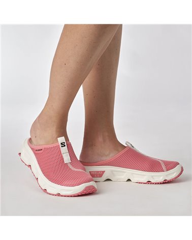 Salomon Reelax Slide 6.0 Women's Recovery Shoes, Tea Rose/White/Vanilla Ice