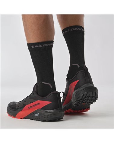 Salomon Sense Ride 5 Men's Trail Running Shoes, Black/Fiery Red/Black