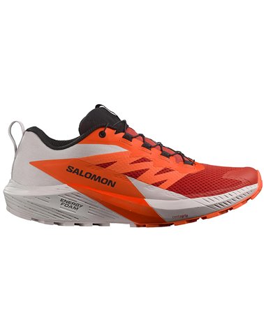 Salomon Sense Ride 5 Men's Trail Running Shoes, Lunar Rock/Shocking Orange/Fiery Red