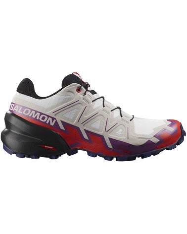Salomon Speedcross 6 Women's Trail Running Shoes, White/Sparkling Grape/Fiery Red