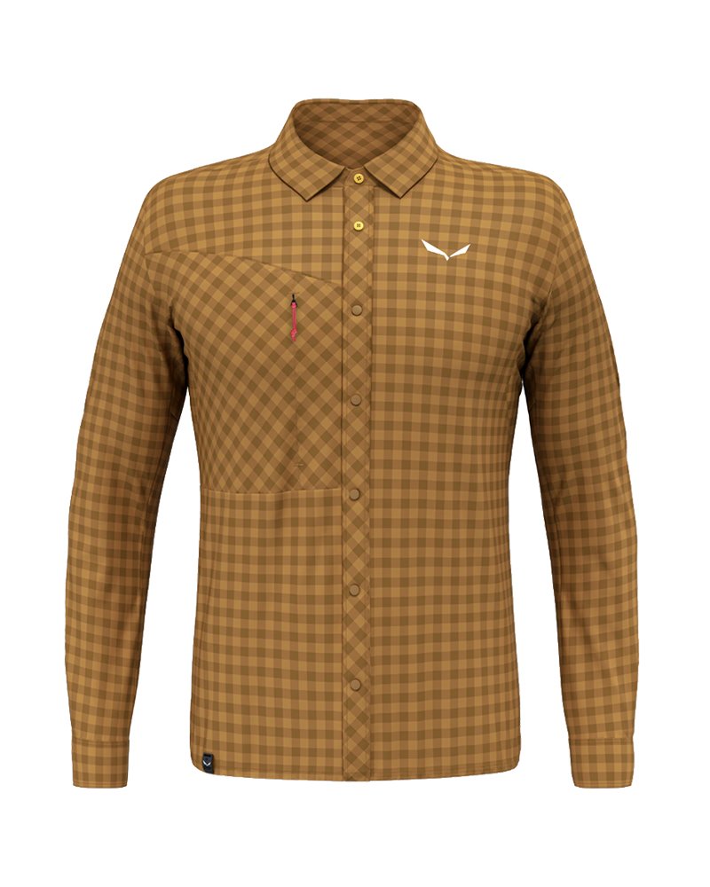 Salewa Puez Dry Camicia Maniche Lunghe Uomo, Golden Brown