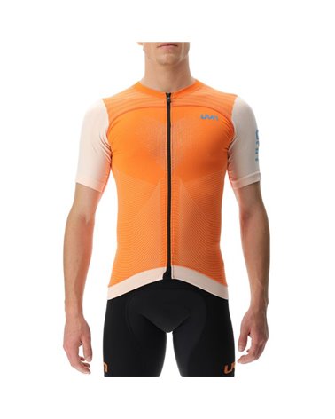 UYN Garda Men's Short Sleeves Full Zip Cycling Jersey, Scarlet Ibis/Black